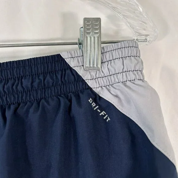 Nike Running Shorts Women's Large Blue Grey Striped Lined Drawstring Pull On - Picture 8 of 9